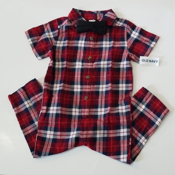 Old Navy Other - NWT Old Navy Plaid One Piece Red/Blue Bow Bodysuit